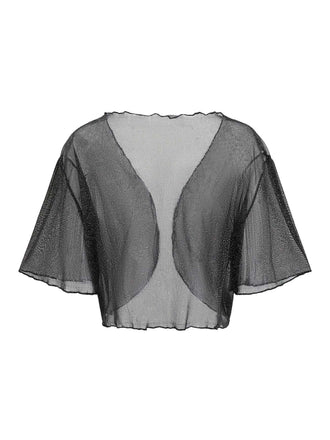 [Plus Size] Black 1970s Sheer Mesh Cardigan