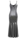 Silver 1930s Spaghetti Strap Mermaid Dress