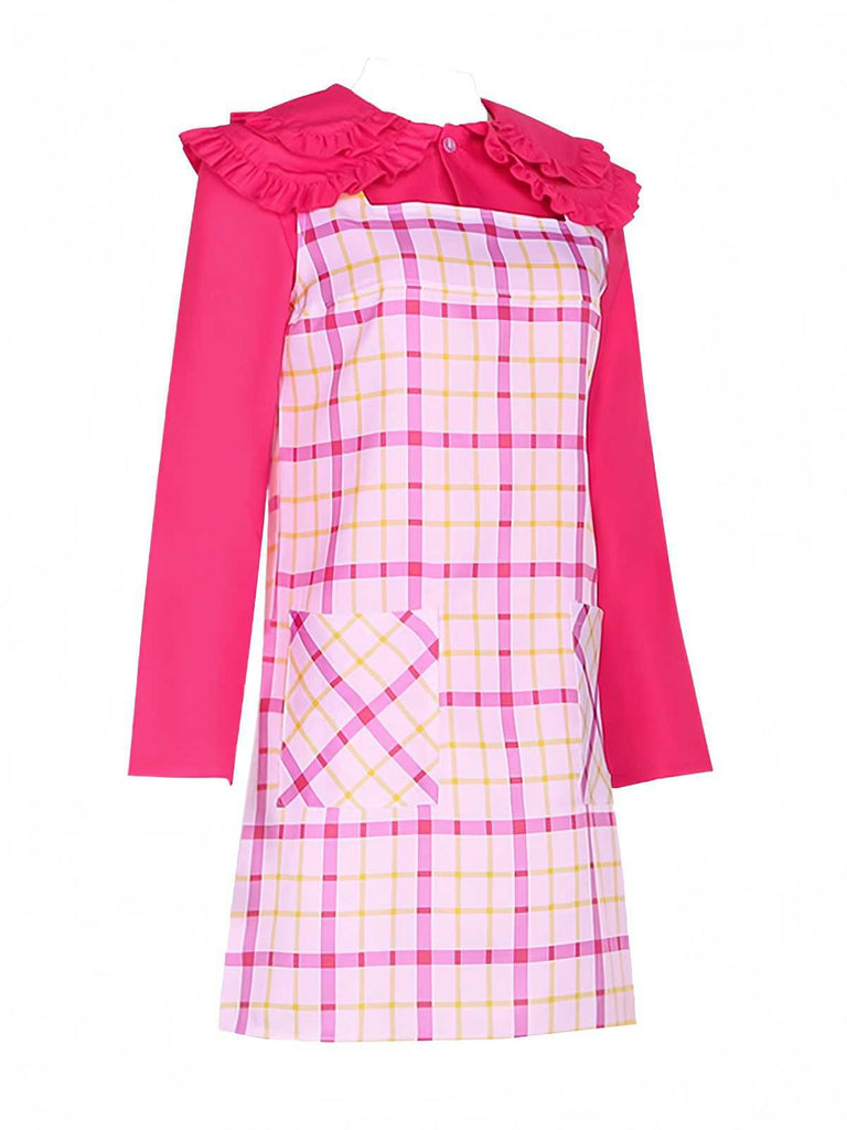 2PCS 1960s Plaids Pocket Wednesday Addams Style Top & Dress