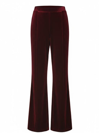 1940s Velvet High-Waist Solid Flare Pants
