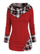 1940s Knit Plaid Button Hooded Sweater