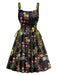 1950s Strap Floral Lace-Up Corset Dress