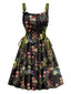 1950s Strap Floral Lace-Up Corset Dress
