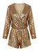 1970s V-Neck Sequin Long Sleeve Romper