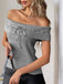 Grey 1950s Off-Shoulder Knitted Top