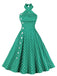 Blue 1950s Polka Dot Halter Dress