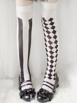 Clown Gothic Striped Diamond Stockings