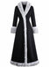 Black 1930s Faux Fur Trim Maxi Coat