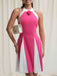 1950s Halter Colorblock 3D Floral Backless Dress