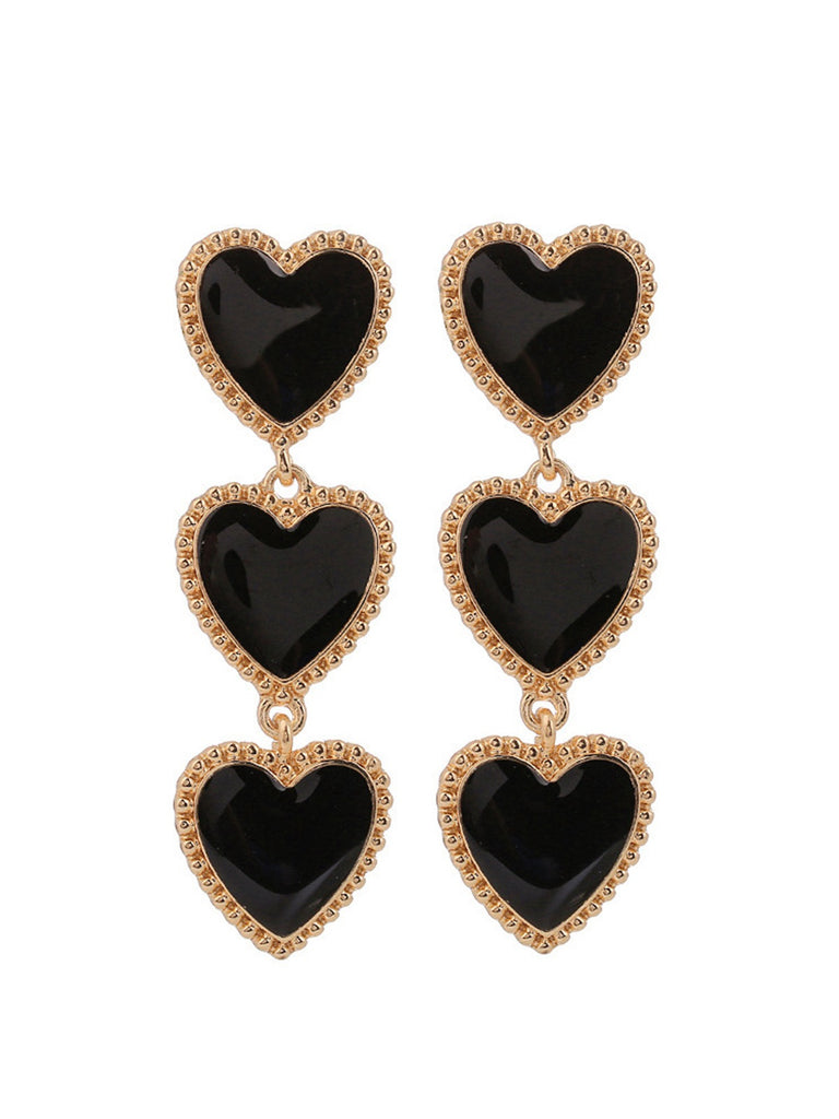 Valentine's Day Triple Heart-Shaped Pendant Earrings