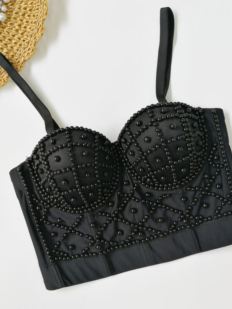 1980s Pearl Solid Fishbone Camisole Corset