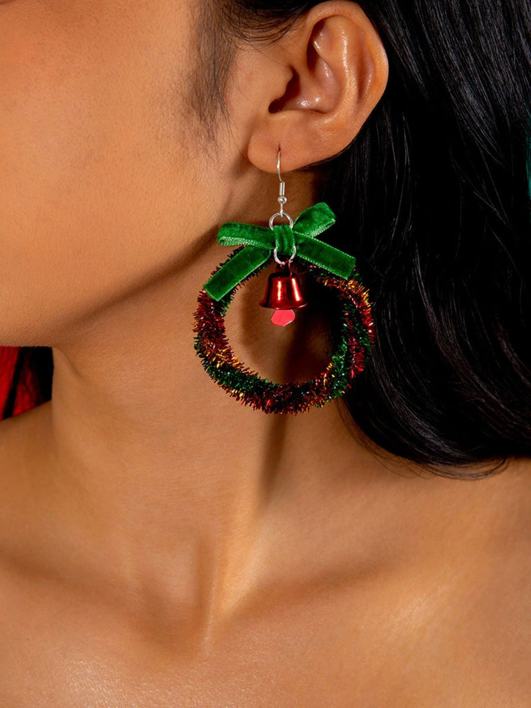 Christmas Tree Bow Colorful Earrings