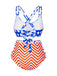 Multicolor 1950s Stars Chevron Stripes Swimsuit