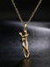 Vintage Gold Metallic Couple Hug Pendant Necklace