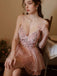 Dark Pink 1980s Floral Velvet Slip Sleepwear