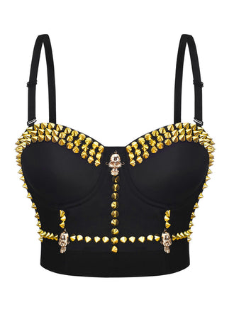 Black 1980s Halloween Punk Rivet Gothic Camisole