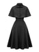 1950s Solid Lapel Capelet Dress