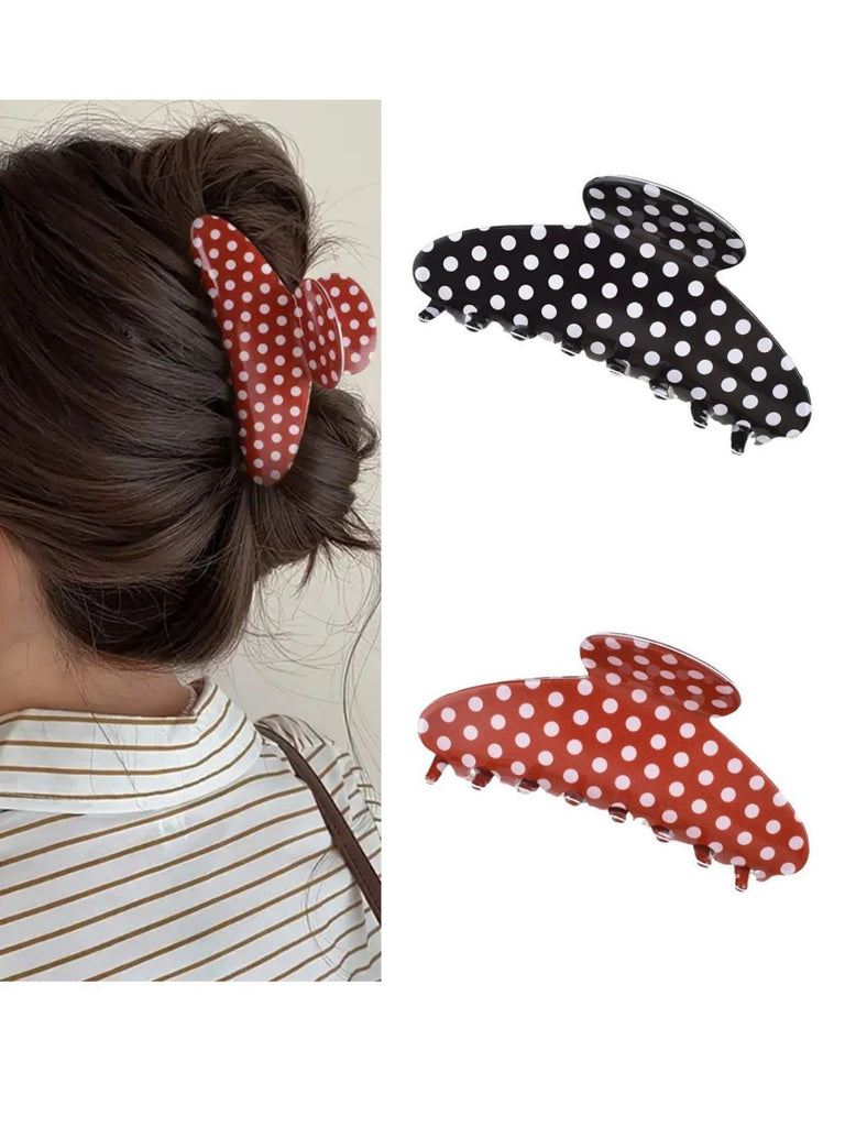PVC Polka Dot Valentine's Shark Hair Claw