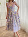 Purple 1940s 3D Floral Bow Strap Mesh Dress
