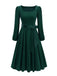 1950s Christmas Velvet Square Neck Long Sleeve Dress