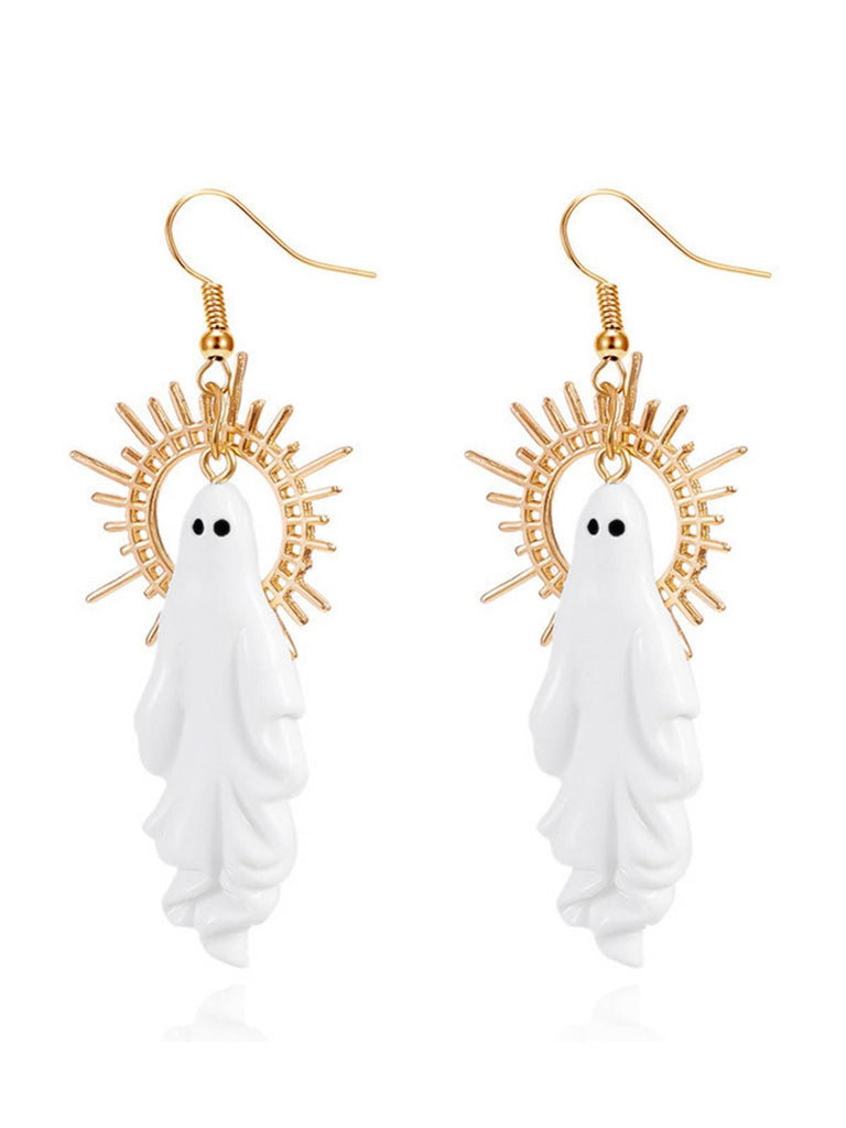 Halloween Ghost Sunburst Drop Earrings