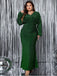 [Plus Size] Green 1940s Sparkly Long Sleeve Fishtail Party Dress