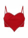 Red 1980s Valentine’s Day Heart-Shaped Rhinestone Crop Top