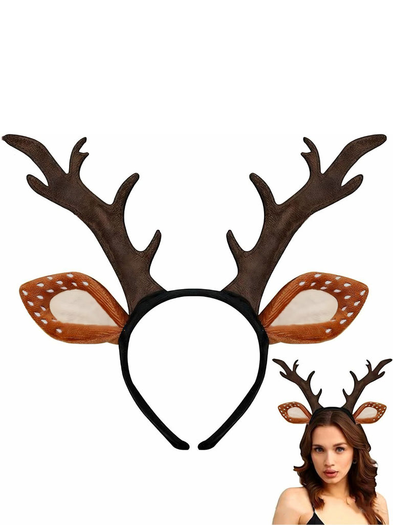 Brown Christmas Reindeer Headband With Ears