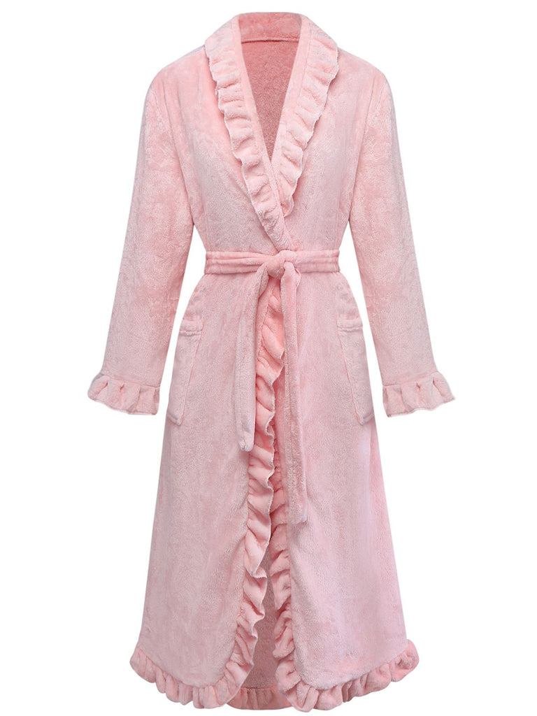 1930s Long Sleeve Flannelette Pajama Robe