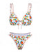 White 1960s Citrus Triangle-Strap Bikini Set