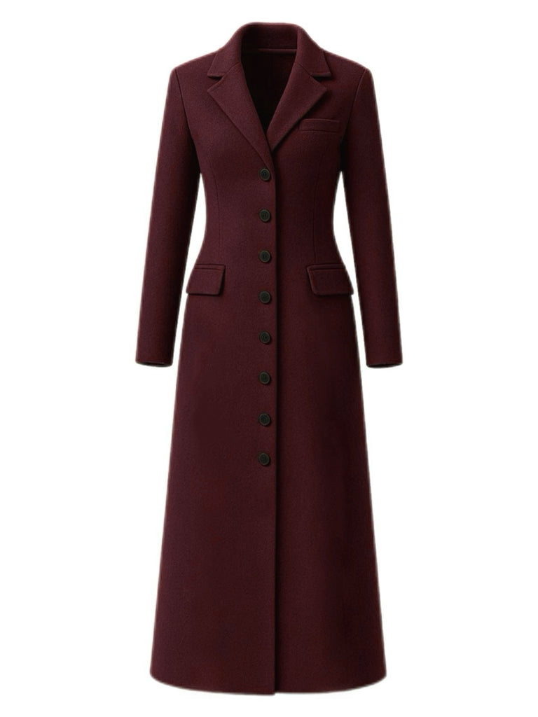 1930s Solid Lapel Button Wool Coat