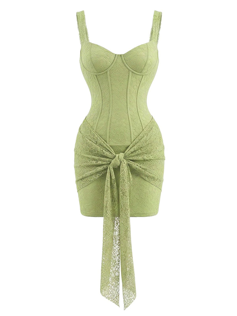 2000s Solid Lace Sexy V-Neck Belted Sheath Slip Dress | vintage dress, retro fashion, elegant style - perfect for retro fashion enthusiasts