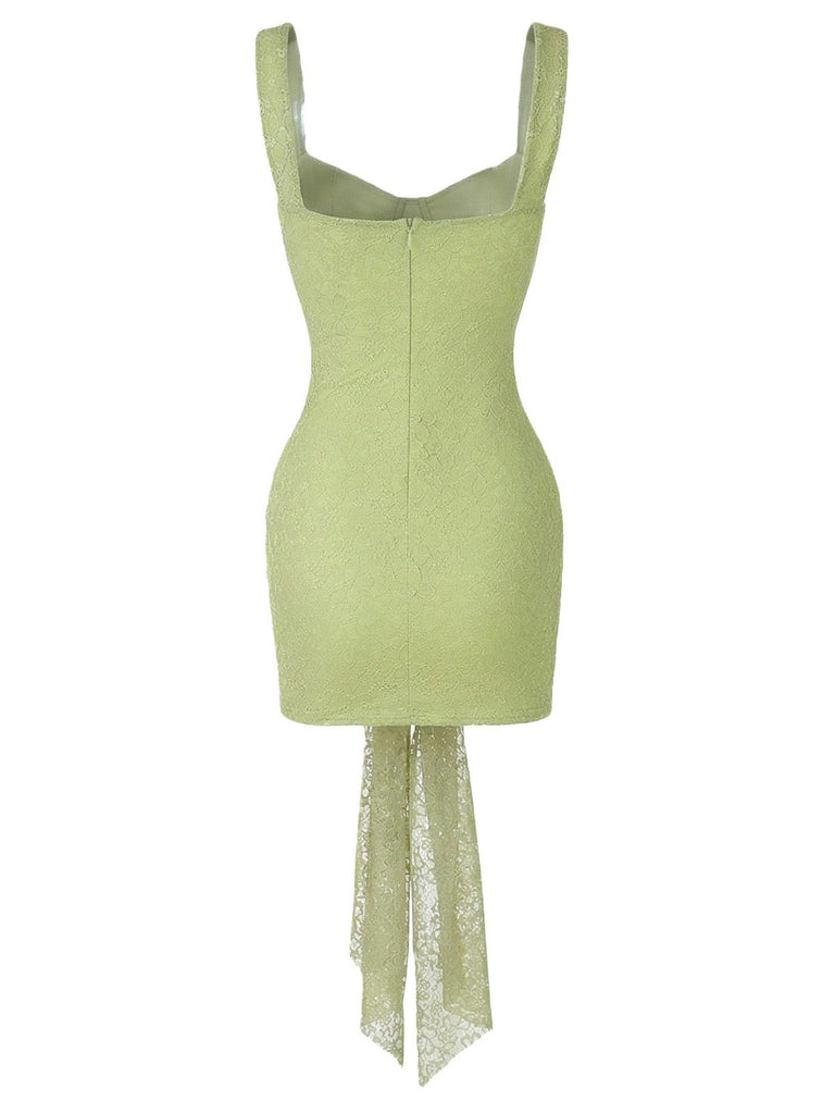 2000s Solid Lace Sexy V-Neck Belted Sheath Slip Dress - vintage dress, retro fashion, elegant style for vintage lovers