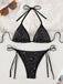 2000s Y2K Sequin Tie-Halter Triangle Bikini Set - vintage swimwear, retro swimsuit, pin-up style for vintage lovers