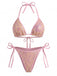 2000s Y2K Sequin Tie-Halter Triangle Bikini Set: beautiful vintage swimwear, retro swimsuit, pin-up style with timeless appeal
