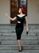 1960s Off Shoulder Velvet Bodycon Vintage Dress