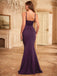 Purple 1930s Spaghetti Strap Solid Dress
