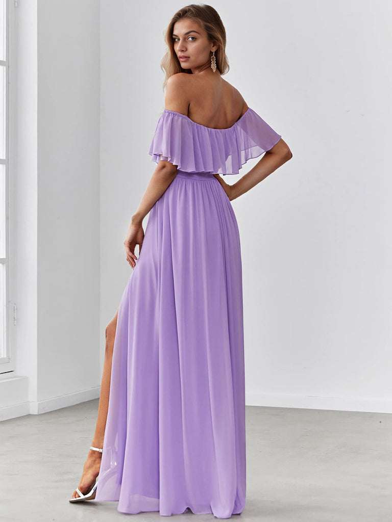 1930s Solid Roll Collar Off Shoulder Slit Dress