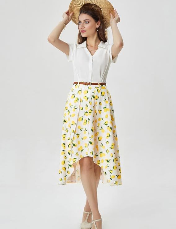 1960s Lemon Umbrella Belt Skirt