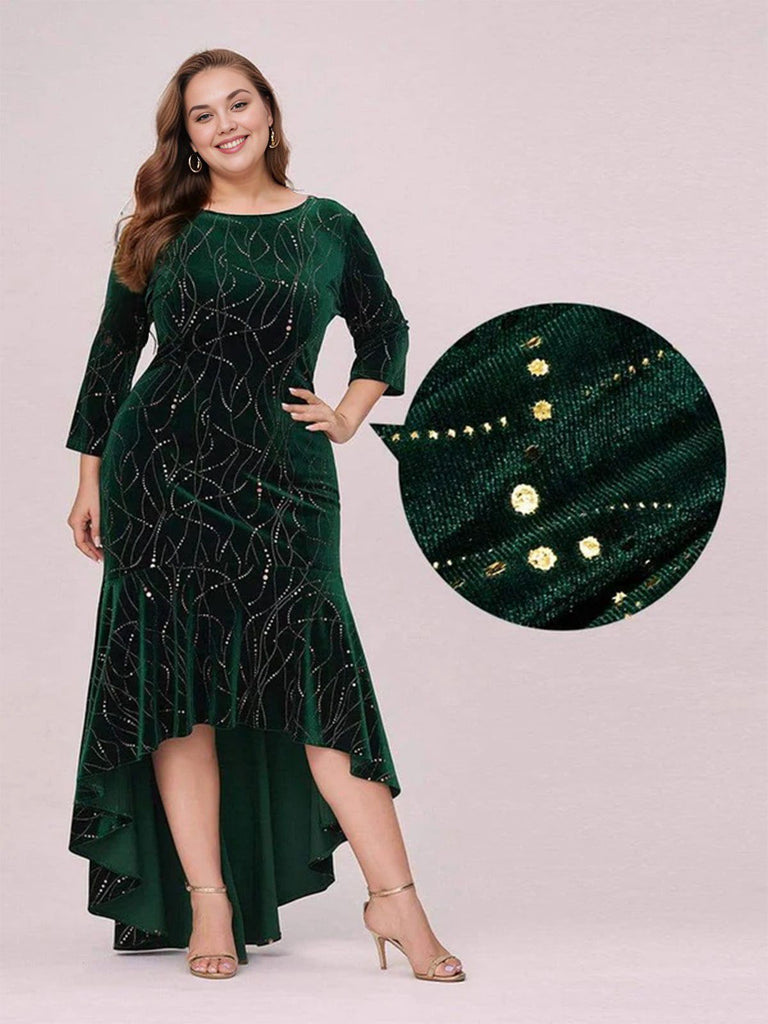 [Plus Size] 1930s Glitter Velvet Mermaid Dress