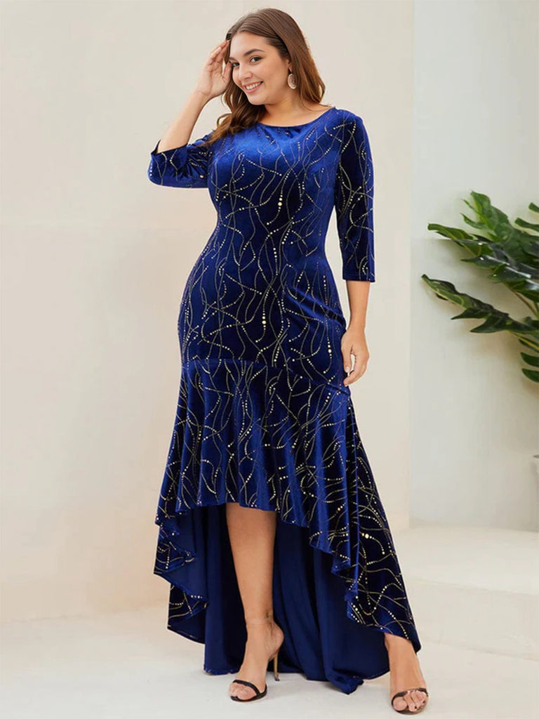 [Plus Size] 1930s Glitter Velvet Mermaid Dress