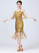1920s V-Neck Fringe Solid Evening Tunic Dress