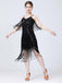 1920s V-Neck Fringe Solid Evening Tunic Dress