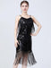 1920s V-Neck Fringe Solid Evening Tunic Dress