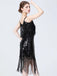 1920s V-Neck Fringe Solid Evening Tunic Dress