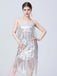 1920s V-Neck Fringe Solid Evening Tunic Dress