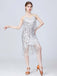 1920s V-Neck Fringe Solid Evening Tunic Dress