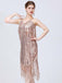 1920s V-Neck Fringe Solid Evening Tunic Dress