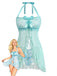 Aqua Blue 1980s Lace Bow Lingerie Set
