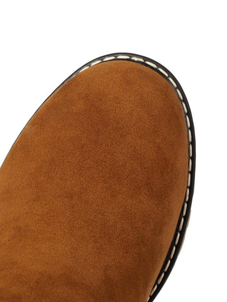 Suede buckle Faux Fur Knee-High Boots